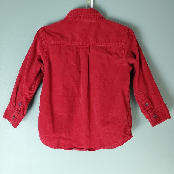 Gymboree Boys Red North Pole Express Button Down Train Corduroy Shirt Size 2T - Picture 2 of 5